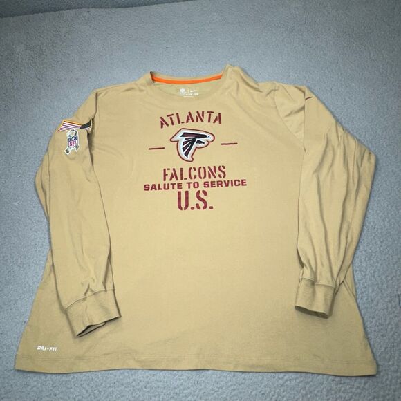 Atlanta Falcons Shirt Men 2XL XXL Beige Fatigue Long Salute to Service Flag Nike - Picture 1 of 16